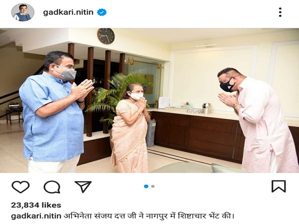 Sanjay Dutt pays courtesy call on Nitin Gadkari in Nagpur