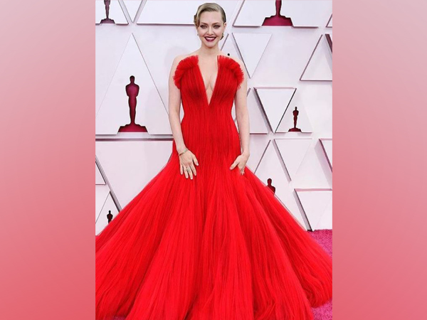 Oscars 2021 red carpet: Amanda Seyfried stuns in plunging red gown